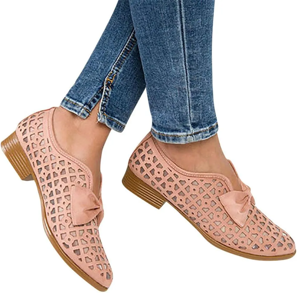 Sandals for Women Platform, Pointed Toe Breathable Wedges Loafers Bowknot Hollow Out Walking Shoes Beach Casual Sandals