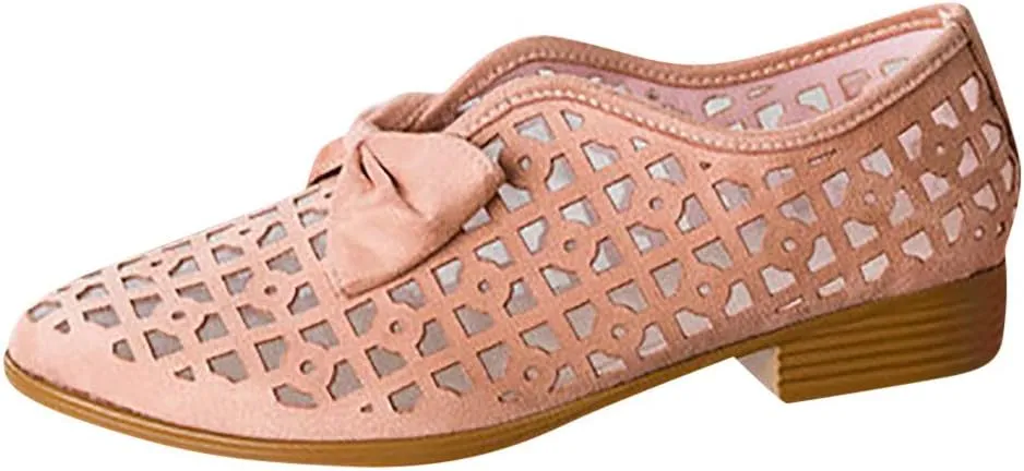Sandals for Women Platform, Pointed Toe Breathable Wedges Loafers Bowknot Hollow Out Walking Shoes Beach Casual Sandals