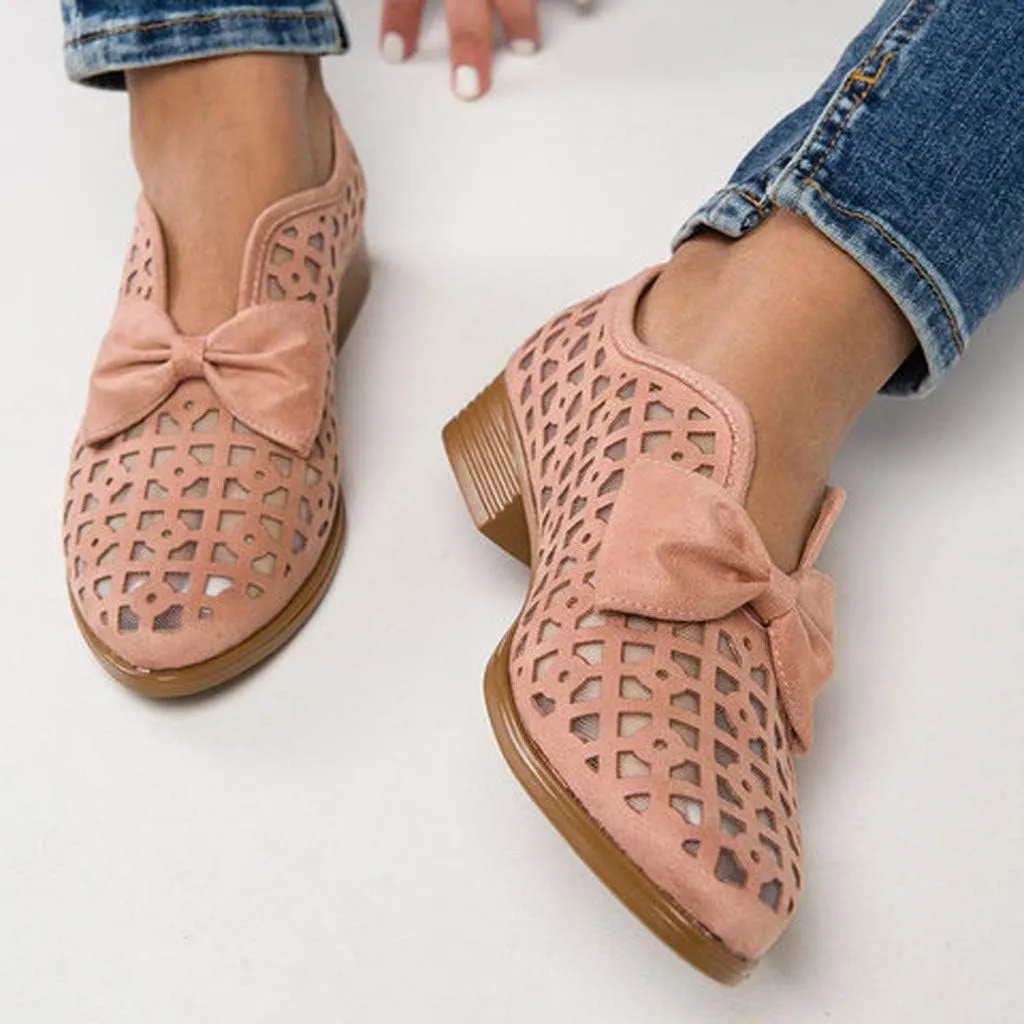 Sandals for Women Platform, Pointed Toe Breathable Wedges Loafers Bowknot Hollow Out Walking Shoes Beach Casual Sandals