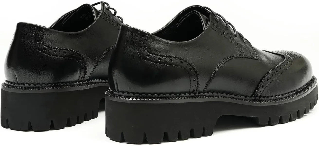 Santimon Men's Oxfords Formal Dress Leather Wingtips Brogues Derby Fashion Handmade Casual Shoes for Men