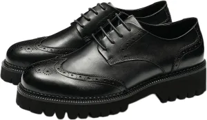 Santimon Men's Oxfords Formal Dress Leather Wingtips Brogues Derby Fashion Handmade Casual Shoes for Men