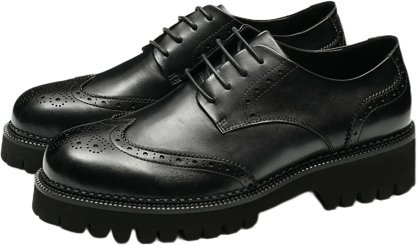 Santimon Men's Oxfords Formal Dress Leather Wingtips Brogues Derby Fashion Handmade Casual Shoes for Men