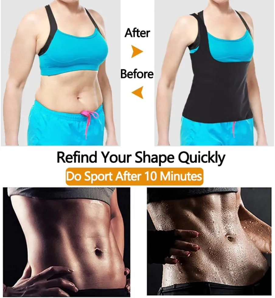Sauna Vest for Women Sweat Tank Top Sauna Suit Workout T Shirt Waist Trainer Body Shaper Exercise Gym