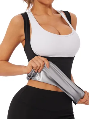 Sauna Vest for Women Sweat Tank Top Sauna Suit Workout T Shirt Waist Trainer Body Shaper Exercise Gym