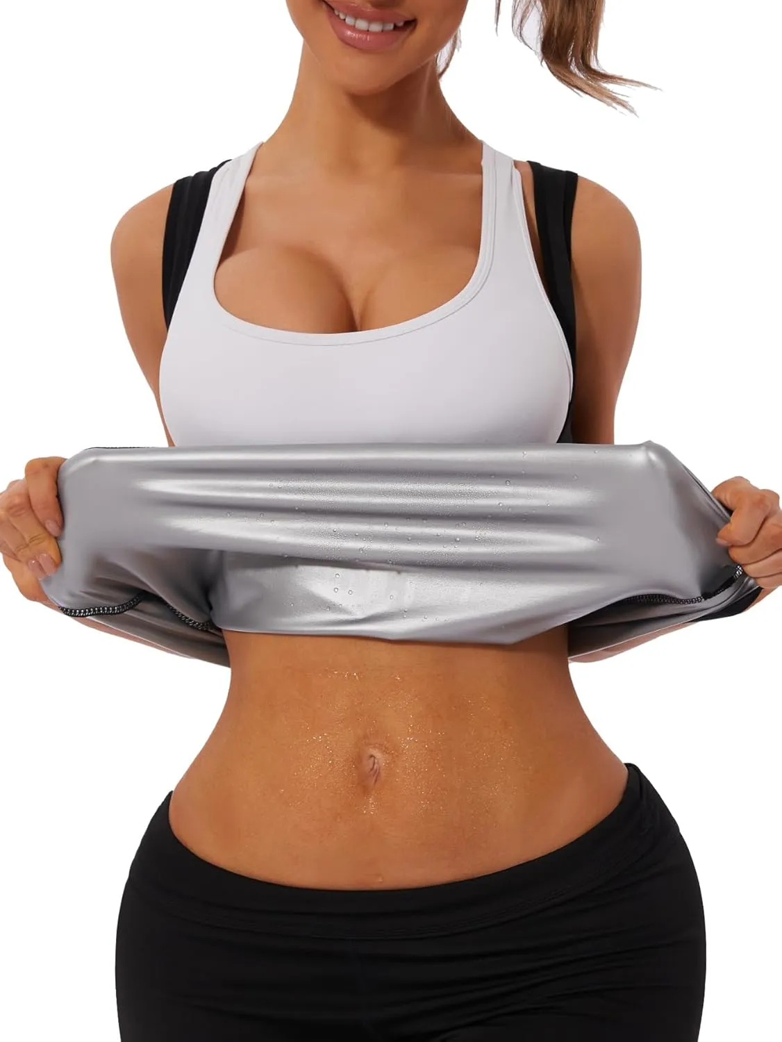 Sauna Vest for Women Sweat Tank Top Sauna Suit Workout T Shirt Waist Trainer Body Shaper Exercise Gym