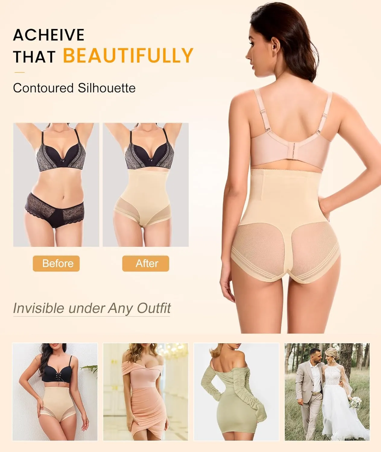 SIMIYA Tummy Control Shapewear for Women High Waist Trainer Shaping Underwear Panties Stomach Compression Body Shaper Girdle