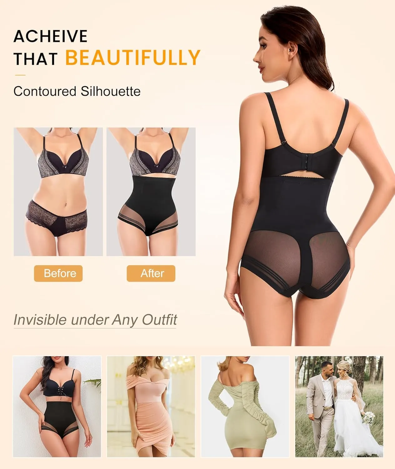 SIMIYA Tummy Control Shapewear for Women High Waist Trainer Shaping Underwear Panties Stomach Compression Body Shaper Girdle