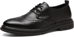 Single Season Formal Shoes for Men Lace Up Wing Tip Brogue Derby Shoes Cowhide Anti-Slip Rubber Sole Non Slip Resistant Wedding Very Popular Among Young People