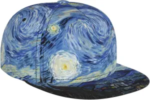 Snapback Hats for Men Women - The Starry Night Flat Bill Brim Hat for Men Adjustable Baseball Cap Black