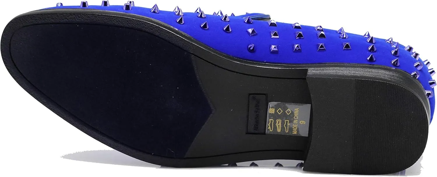 SPK24 Men Vintage Spikes Sparkle Formal Tuxedo Stage Fashion Slip On Loafer Dress Shoes