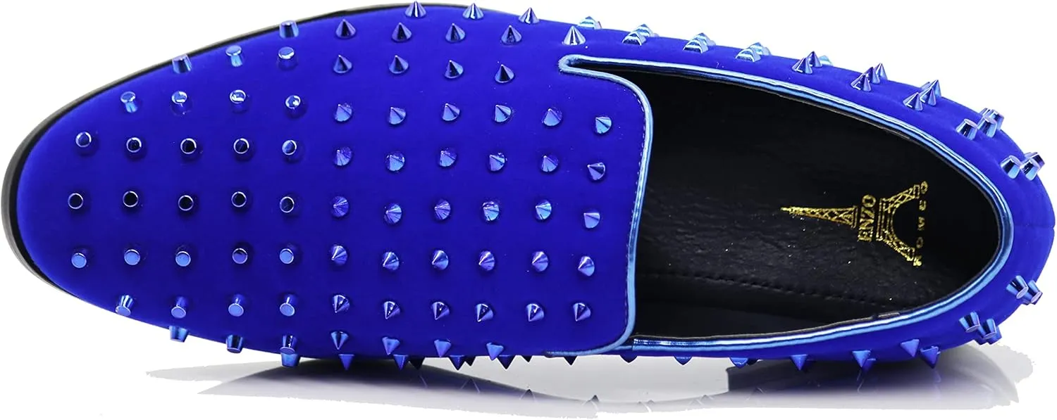 SPK24 Men Vintage Spikes Sparkle Formal Tuxedo Stage Fashion Slip On Loafer Dress Shoes