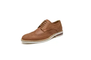 Suede Carved Brogue Derby Shoes (Brown)