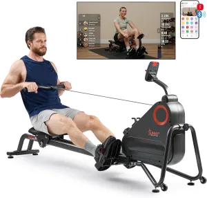 Sunny Health & Fitness Magnetic Rowing Machine for Home Exercise, Quiet & Smooth Rower with Compact Storage and Optional Free SunnyFit App Connectivity