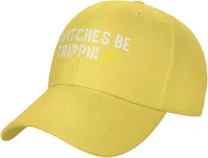 Switches Be Trippin Fashionable Vintage Low-Profile Baseball Cap,Unisex Adjustable Dad Hat,Yellow