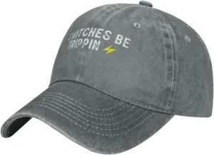 Switches Be Trippin Vintage Cotton Unisex Baseball Cap Low Profile Dad Hat Adjustable for Men and Women, Gray