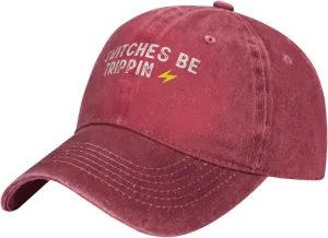 Switches Be Trippin Vintage Cotton Unisex Baseball Cap Low Profile Dad Hat Adjustable for Men and Women, Red