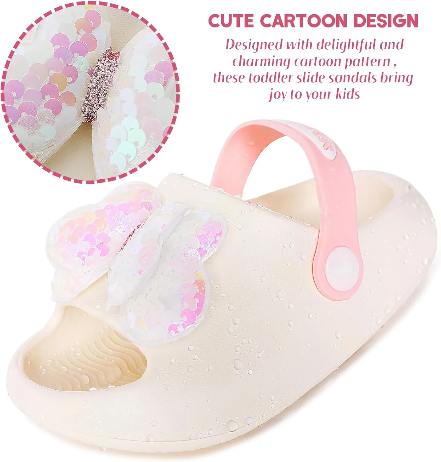 techcity Toddler Little Kids Slide Sandals Cute Summer Shower Beach Pool Slippers Thick Sole Slip On Sandals Water Shoes with Backstrap Boys Girls Clogs
