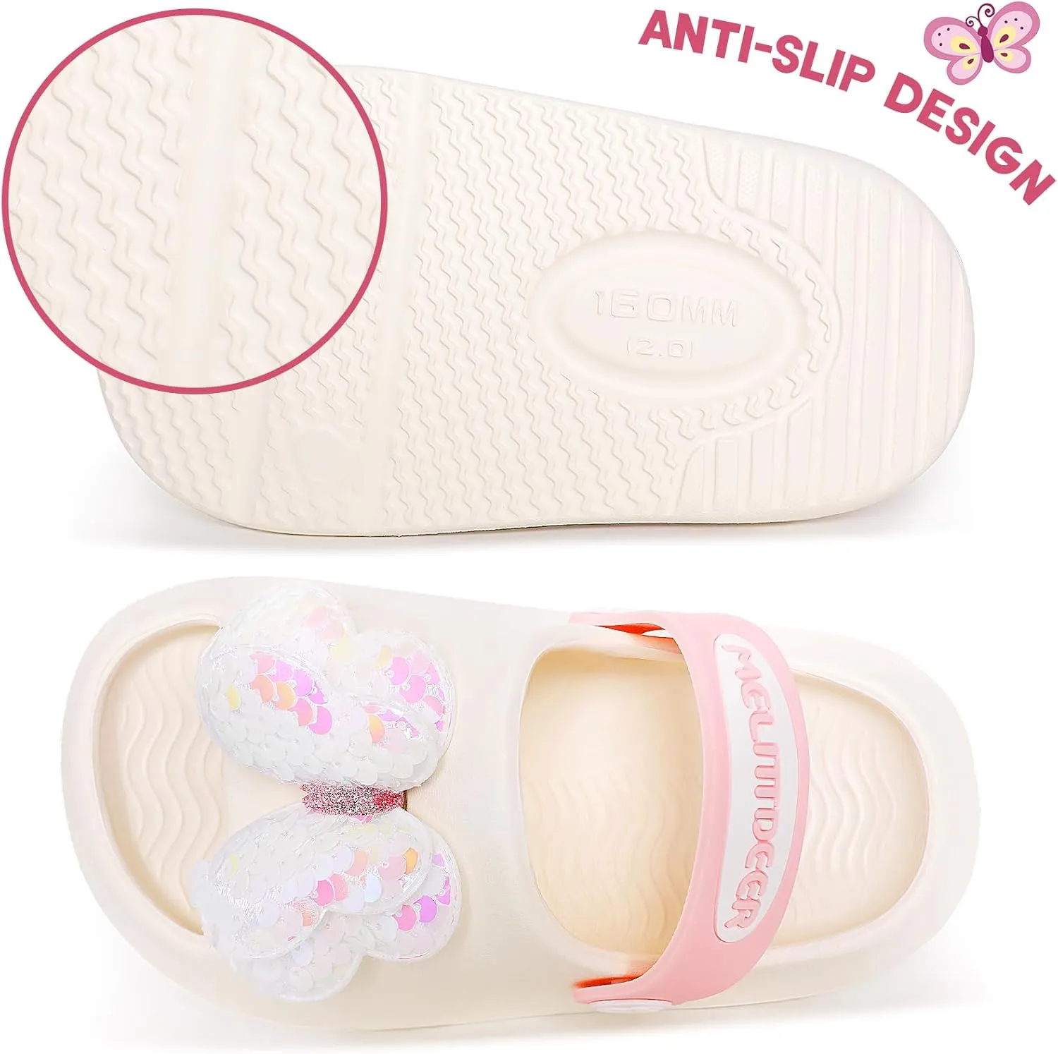 techcity Toddler Little Kids Slide Sandals Cute Summer Shower Beach Pool Slippers Thick Sole Slip On Sandals Water Shoes with Backstrap Boys Girls Clogs