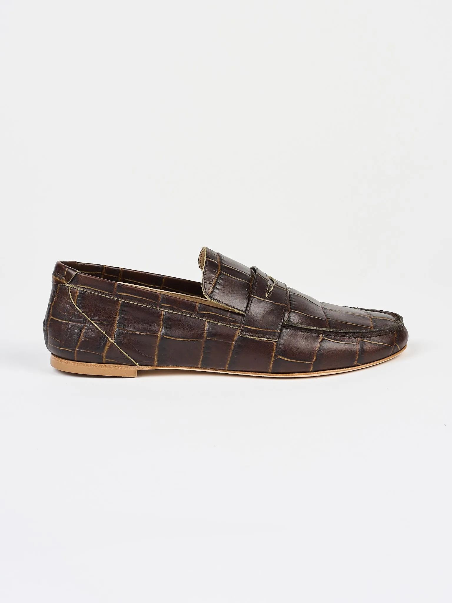 The Penny Loafer in Deep Brown Croc