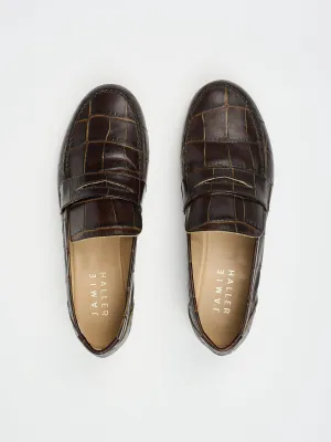 The Penny Loafer in Deep Brown Croc