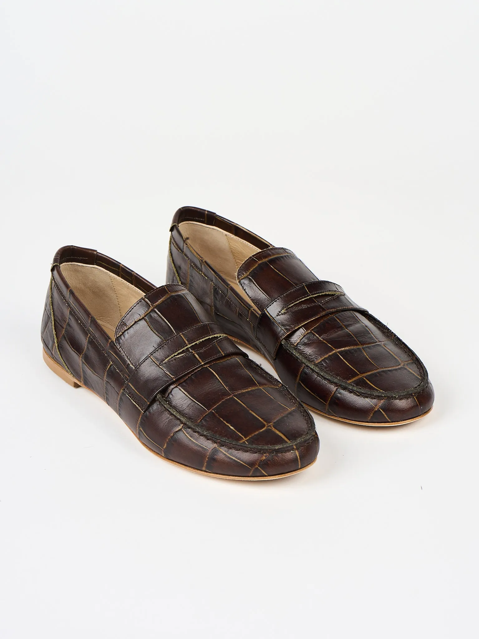 The Penny Loafer in Deep Brown Croc