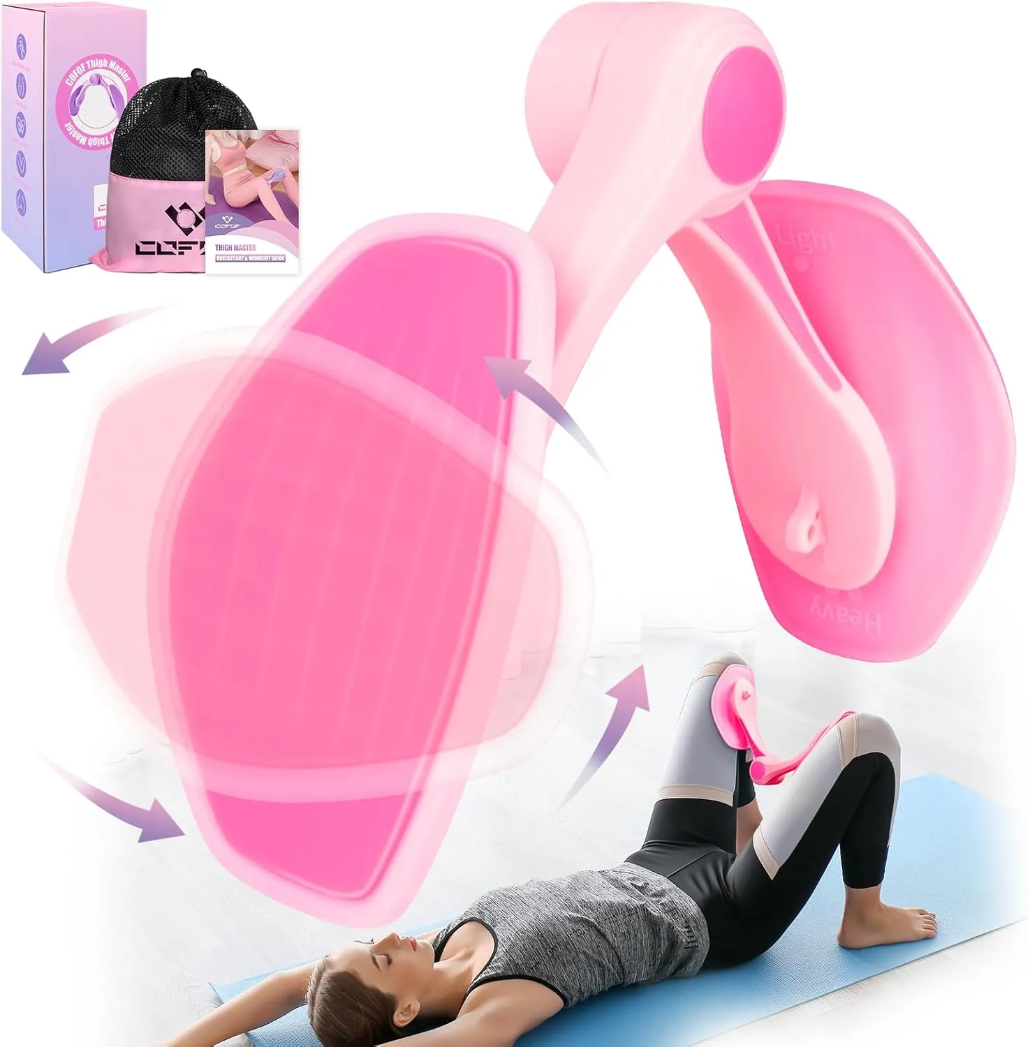 Thigh Master Thigh Exerciser for Women, Enhanced Resistance Hip and Pelvis Trainer, Inner Thigh Exercise Equipment Kegel Exercise Products for Women Home Gym(Rose)