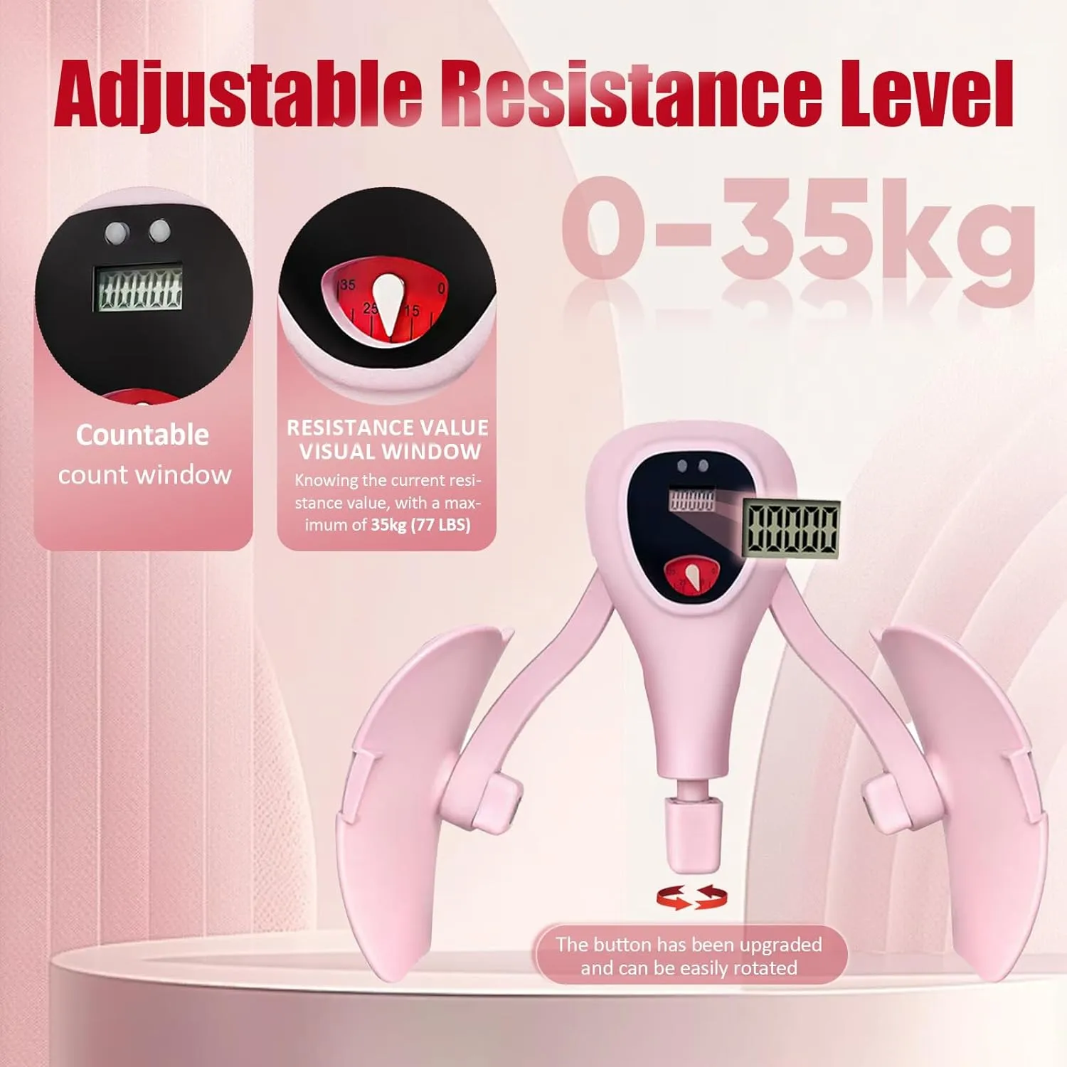 Thigh Master Thigh Exerciser for Women, Large Resistance Thigh Trainer Pro Hip and Pelvis Trainer, Inner Thigh Exercise Kegel Exerciser for Home Gym (Pink)