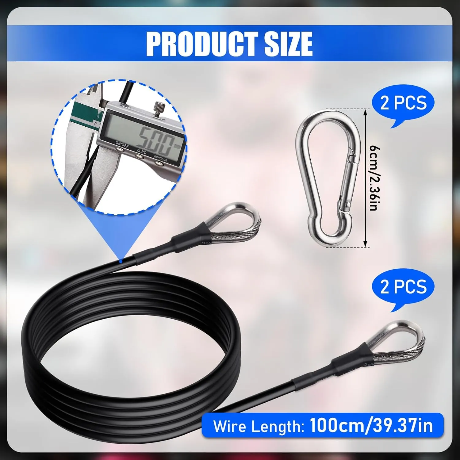 TOBWOLF Gym Cable Extension, Fitness Extension Rope Attachment Compatible with Home Gym Accessories Thick 0.2", Replacement Gym Cable Machine Extension for LAT/Tricep Pull Down, Leg Extensions Machine