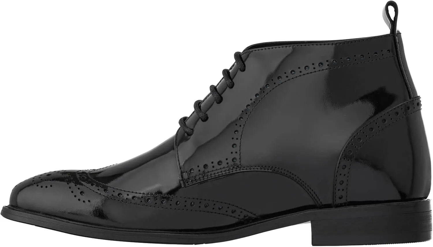 TOTO Men's Invisible Height Increasing Elevator Shoes - Black Premium Leather Lace-up Wing-Tip Dress Boots - 2.8 Inches Taller - K99602- Size 8 D(M) US