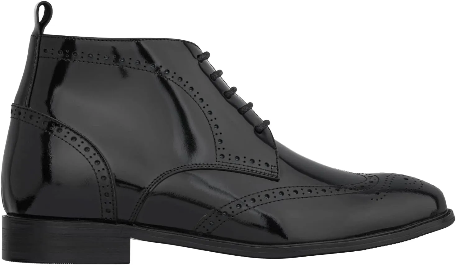 TOTO Men's Invisible Height Increasing Elevator Shoes - Black Premium Leather Lace-up Wing-Tip Dress Boots - 2.8 Inches Taller - K99602- Size 8 D(M) US