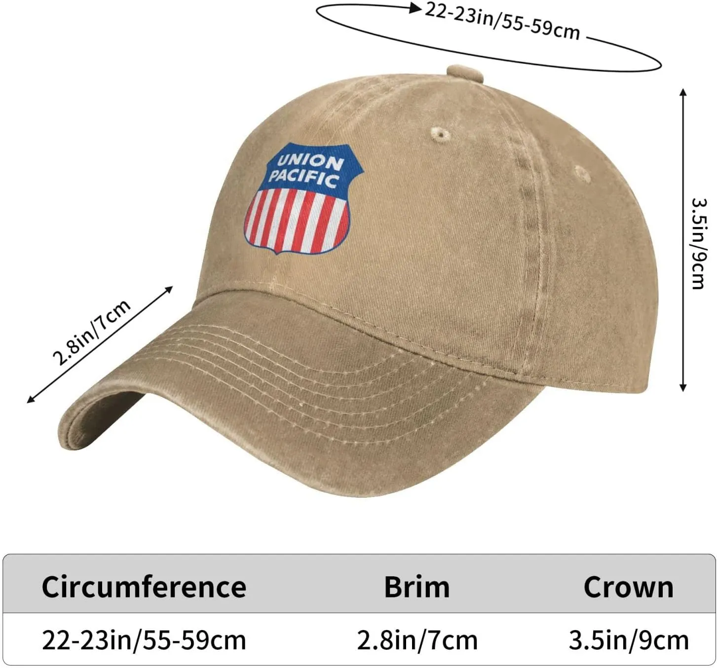 Union Pacific Railroad Denim Trucker Hat Baseball Cap for Men Or Women Cowboy