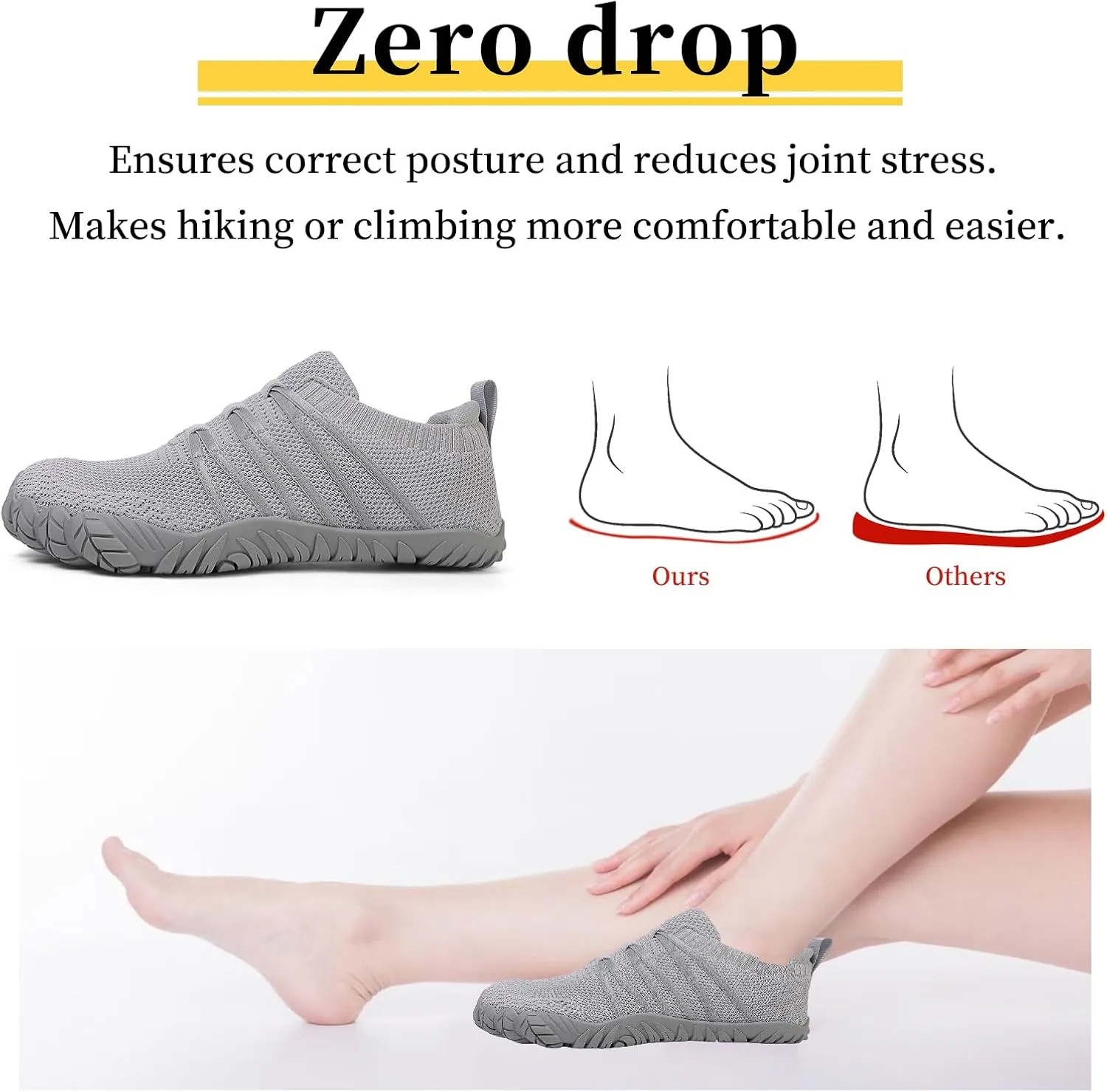Unisex Barefoot Shoes for Men and Women with Wide Toe Box Zero Drop Design Minimalist Hike Footwear Water Shoes Five Finger Cross-Trainer Ideal for Walking Hiking and Grounding Activities