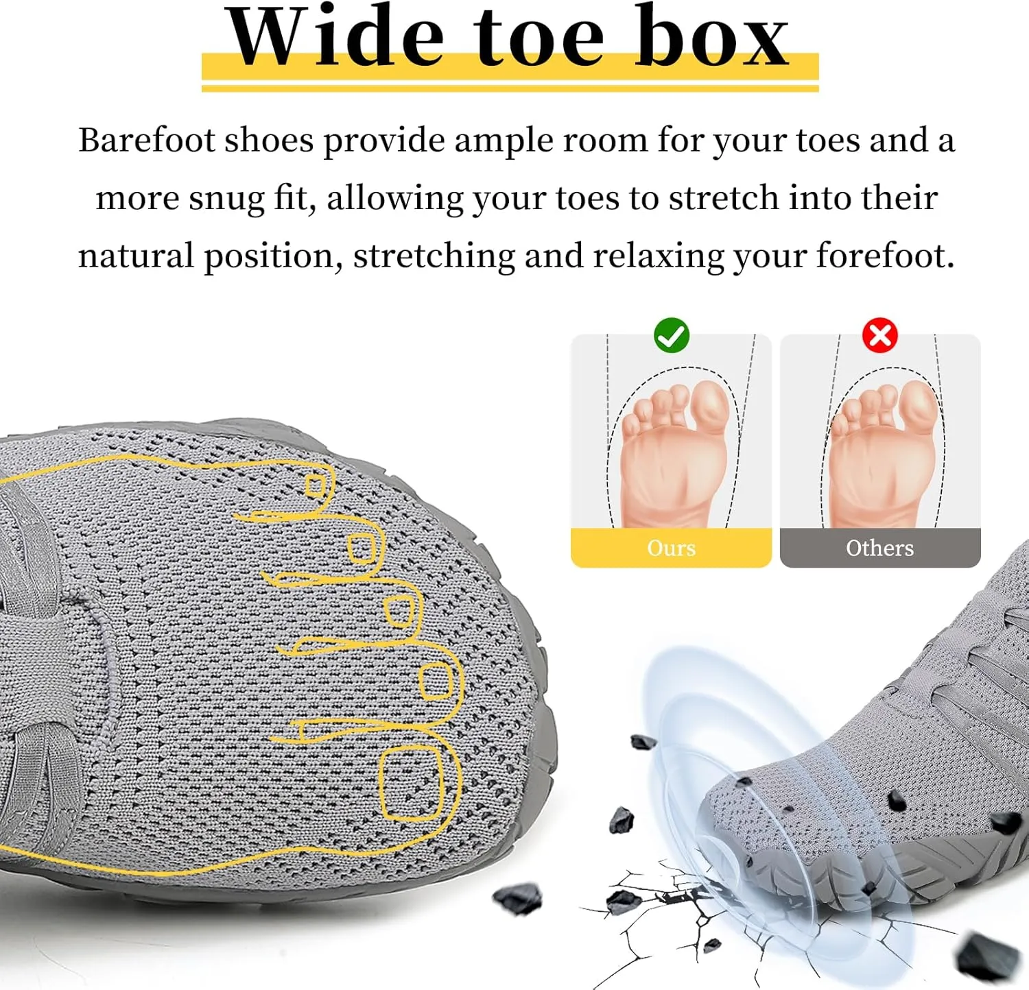 Unisex Barefoot Shoes for Men and Women with Wide Toe Box Zero Drop Design Minimalist Hike Footwear Water Shoes Five Finger Cross-Trainer Ideal for Walking Hiking and Grounding Activities