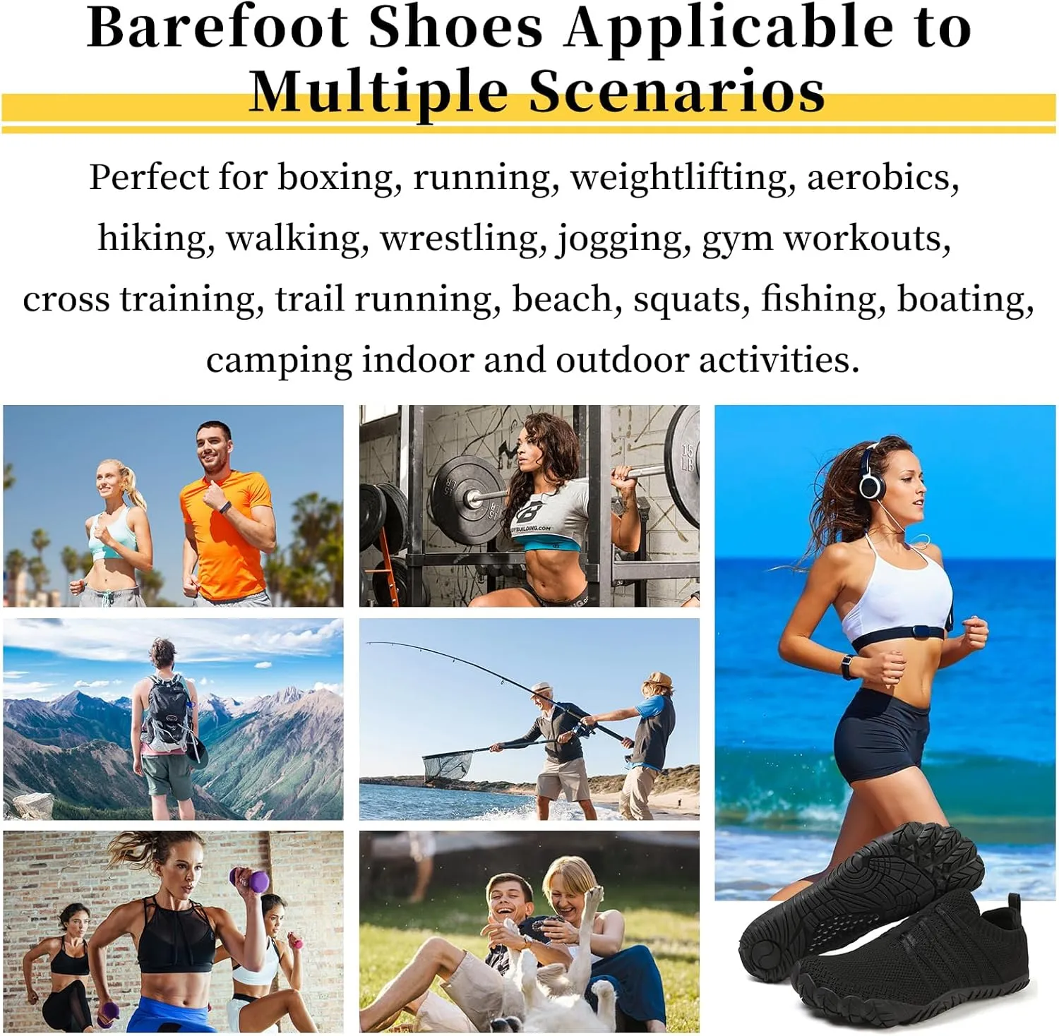 Unisex Barefoot Shoes for Men and Women with Wide Toe Box Zero Drop Design Minimalist Hike Footwear Water Shoes Five Finger Cross-Trainer Ideal for Walking Hiking and Grounding Activities