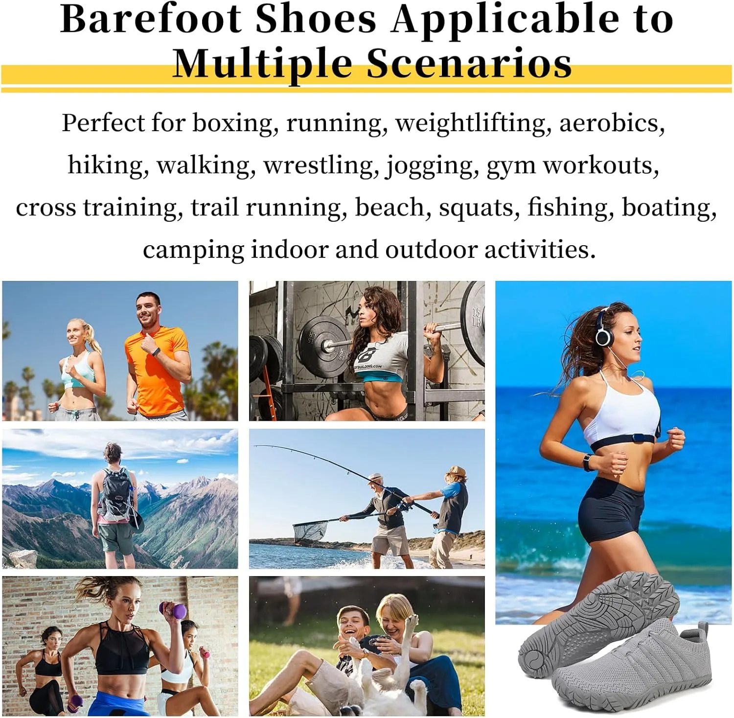 Unisex Barefoot Shoes for Men and Women with Wide Toe Box Zero Drop Design Minimalist Hike Footwear Water Shoes Five Finger Cross-Trainer Ideal for Walking Hiking and Grounding Activities