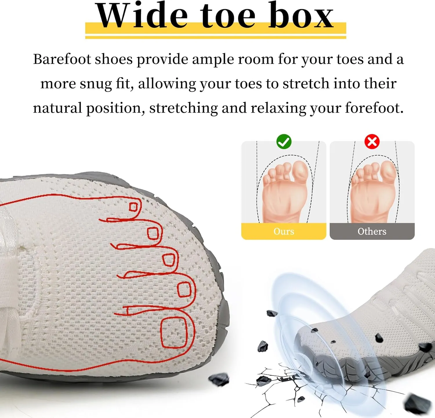 Unisex Minimalist Barefoot Shoes for Men and Women with Wide Toe Box Zero Drop Design Hike Footwear Minimalist Shoes Five Finger Cross-Trainer Ideal for Walking Hiking and Grounding Activities