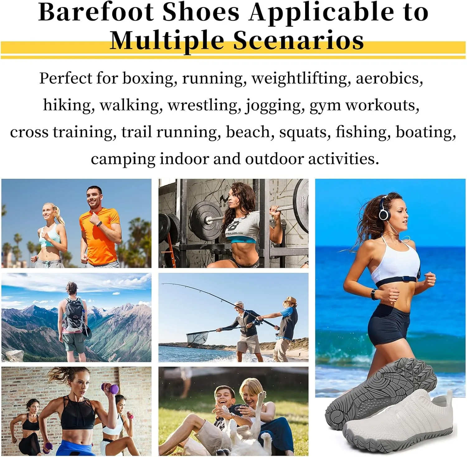 Unisex Minimalist Barefoot Shoes for Men and Women with Wide Toe Box Zero Drop Design Hike Footwear Minimalist Shoes Five Finger Cross-Trainer Ideal for Walking Hiking and Grounding Activities