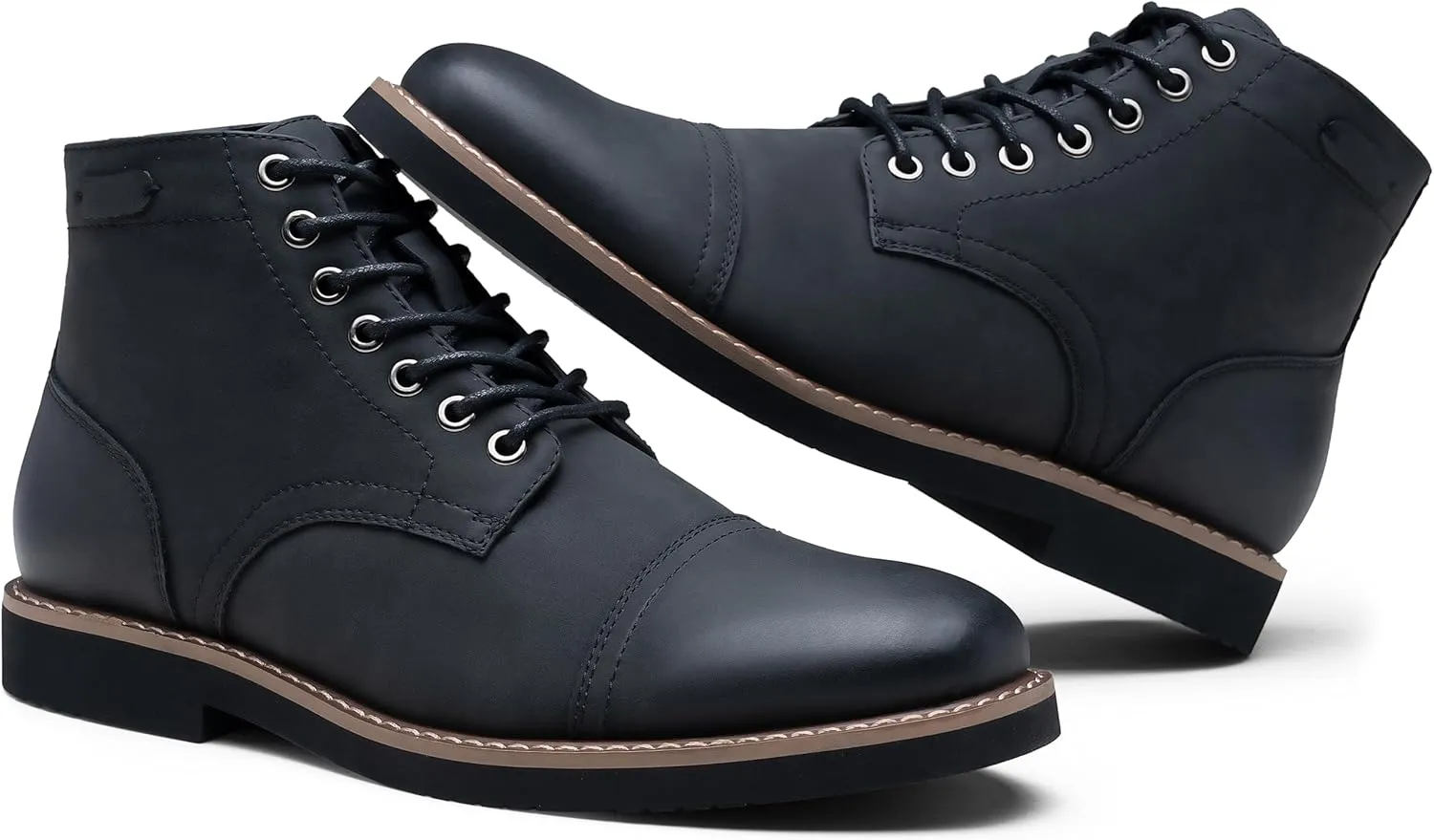 Vostey Men Boots Leather Cap Toe Casual Boots Chukka Fashion Dress Boots for Men