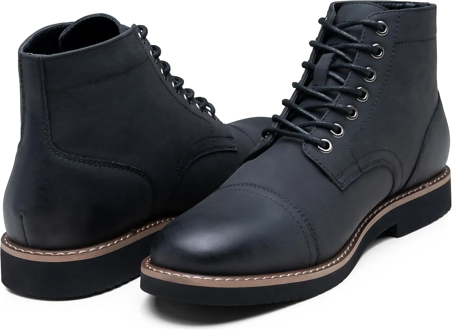 Vostey Men Boots Leather Cap Toe Casual Boots Chukka Fashion Dress Boots for Men