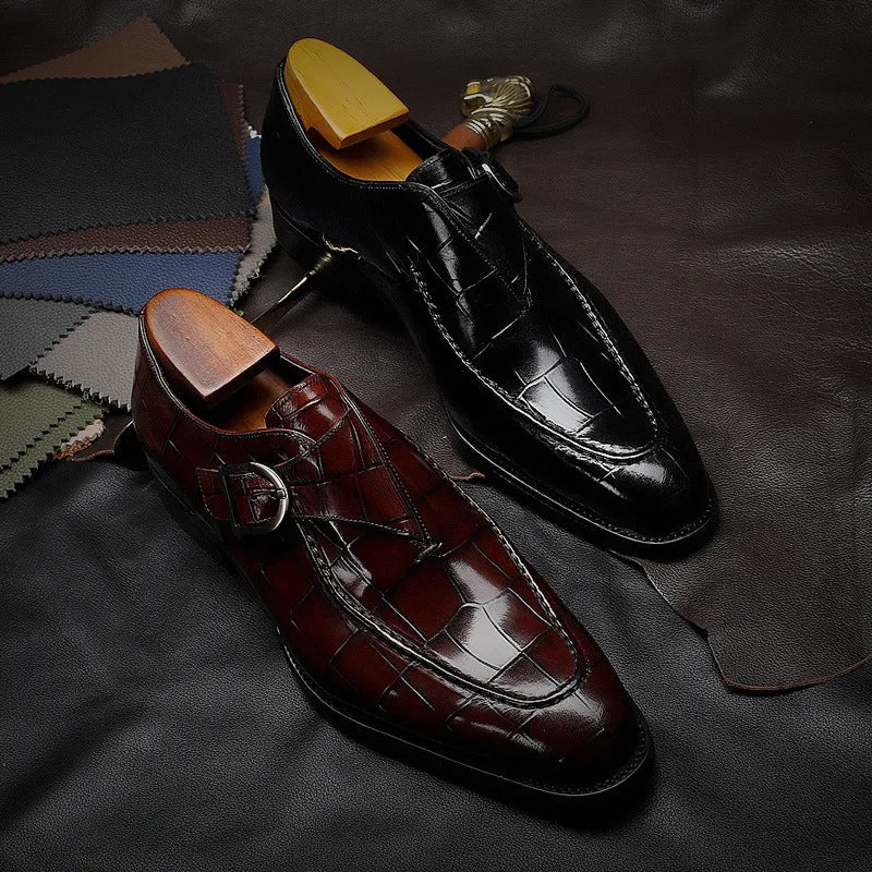 Wildking Men's Dress Cap Toe Monk Strap Oxford Shoe