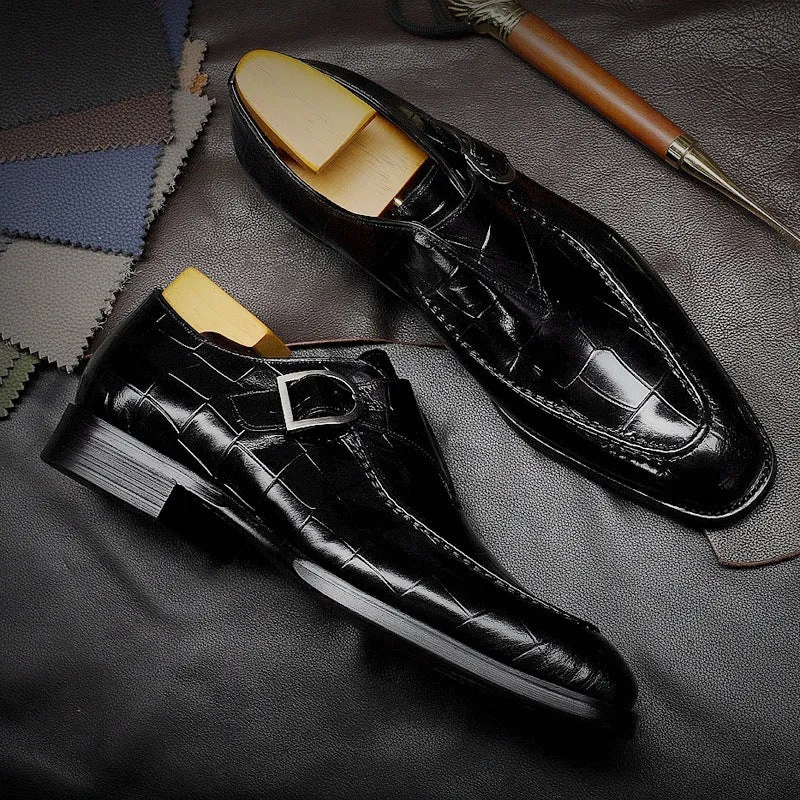 Wildking Men's Dress Cap Toe Monk Strap Oxford Shoe