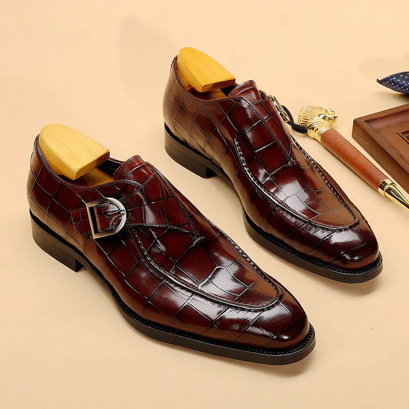 Wildking Men's Dress Cap Toe Monk Strap Oxford Shoe