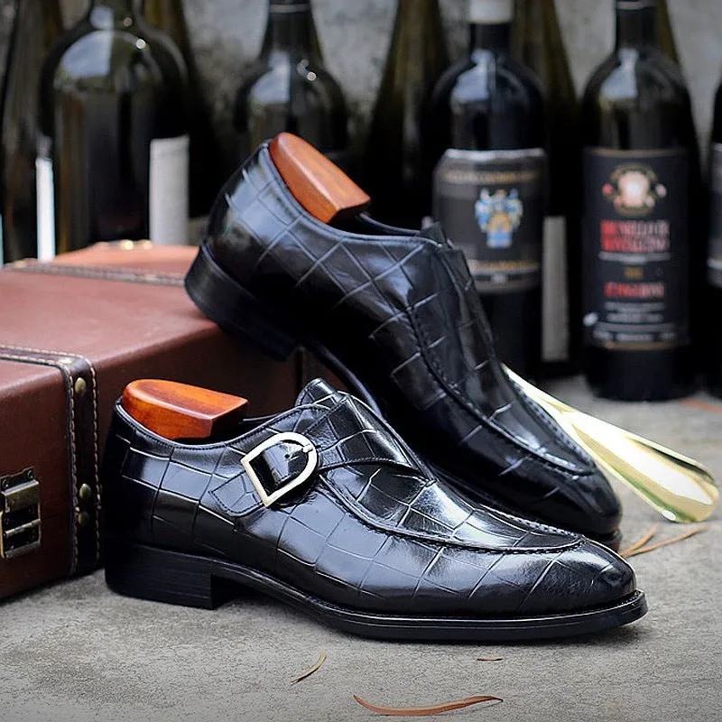 Wildking Men's Dress Cap Toe Monk Strap Oxford Shoe