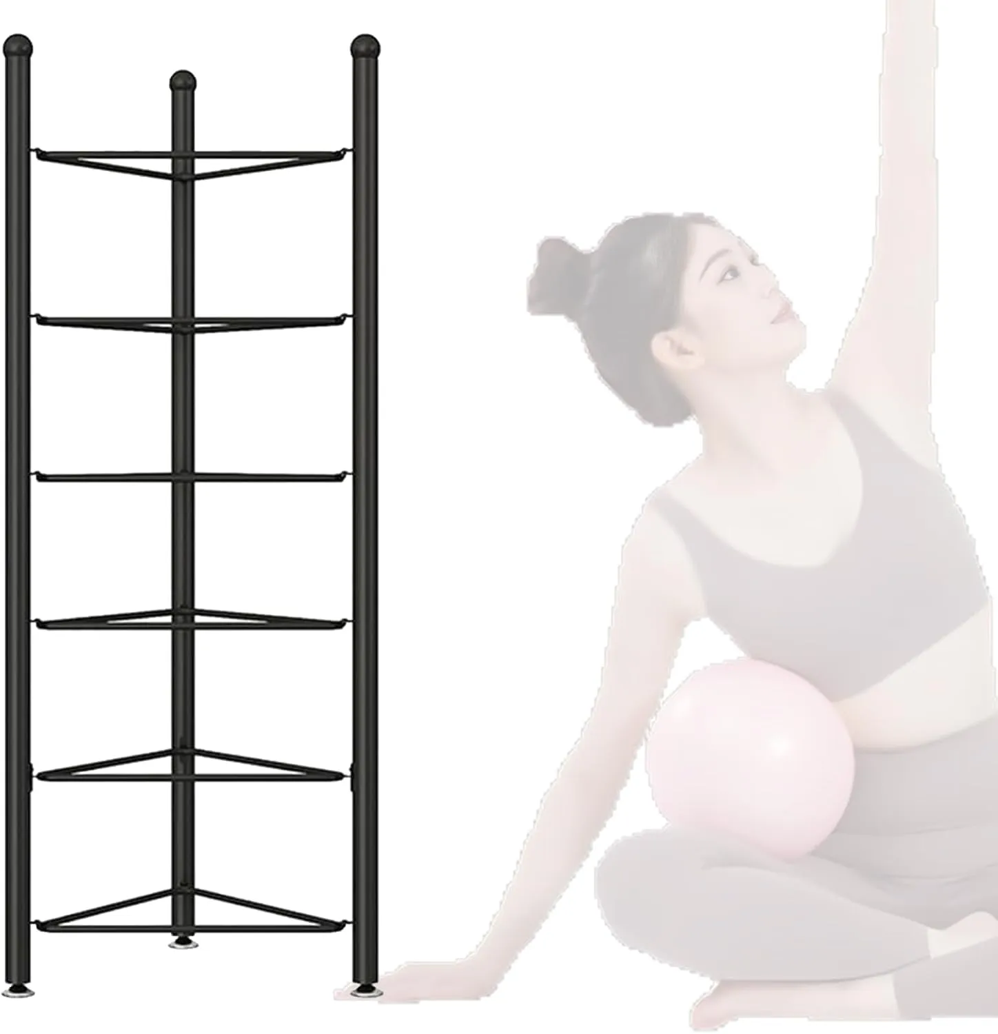 Yoga & Gym Rack - Holds Bosu Balls & Accessories Securely, Steel Frame with Protective Coating & Wide Base