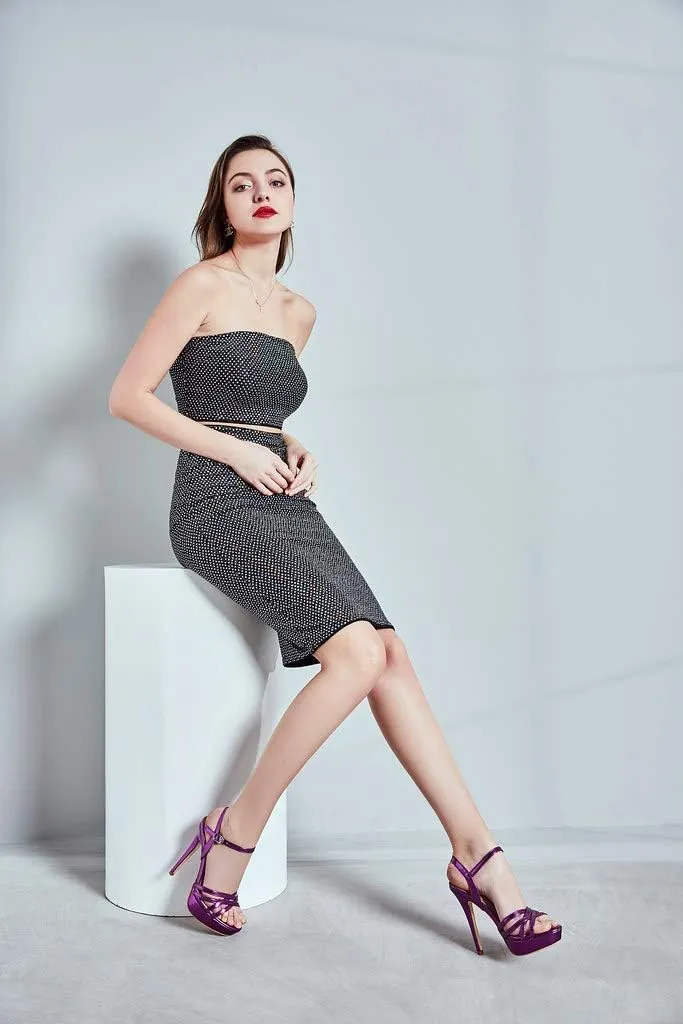 YooPrettyz Polished Crisscrossed Heeled Sandal Evening Dress Platform Sandal for Women