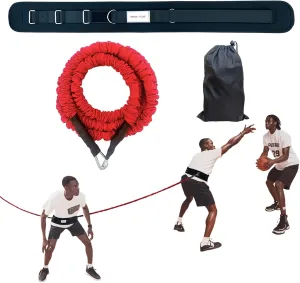 Zone Defense Resistance Band Belt Trainer Kit 1 Pc Widened Belt 1 Pc 2-Meter Resistance Band Basketball Training Equipment Men-to-Men Defense Training Improve Collaborative Defense Speed